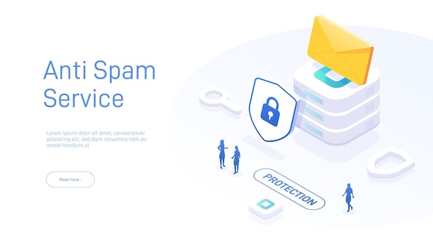 電子メール サービスのセキュリティの概念創造的なベクトルのアイソメ図電子メール メッセージ