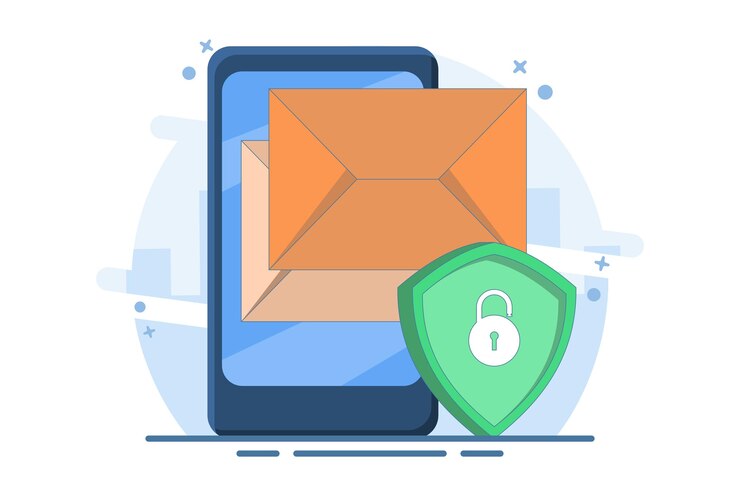 Vector email service security concept or protecting online access to email in an electronic mailbox