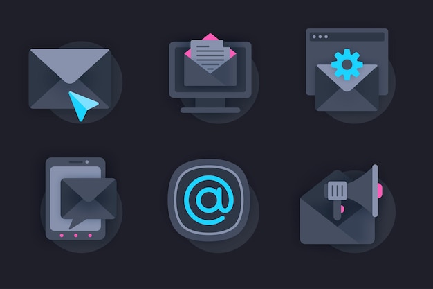 Vector email service web concept of 3d paper icons set pack flat pictograms of online correspondence