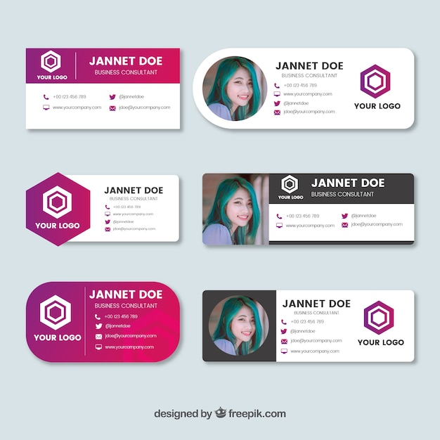 Email signature collection in flat style