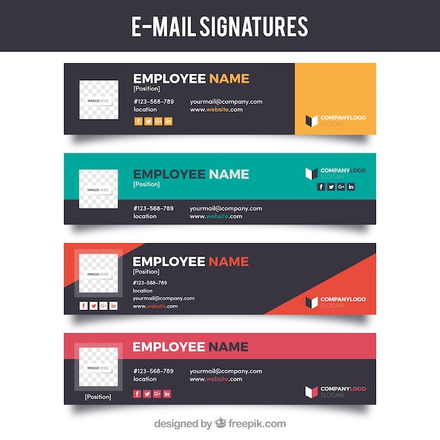 Vector email signature collection in flat style