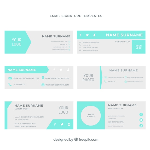 Email signature collection in flat style