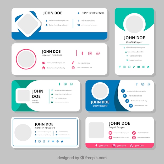 Email signature collection in flat style