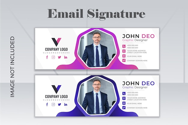 Design di firma di e-mail colorato, unico e creativo