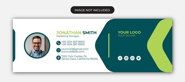 Email signature design and email footer personal social media cover template