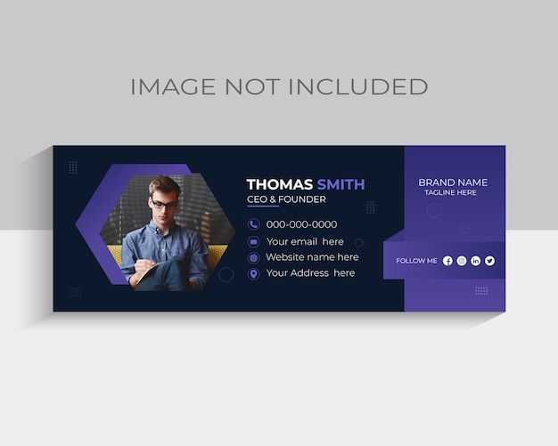 Email signature design or email footer and personal social media cover template