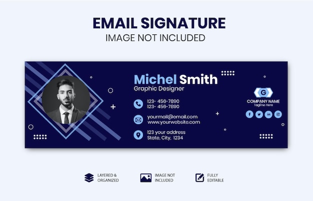 Design della firma e-mail e modello di banner per social media professionale vettore premium