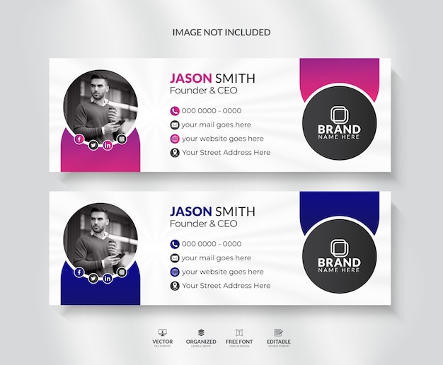 Email signature design template or email footer and personal social media cover design