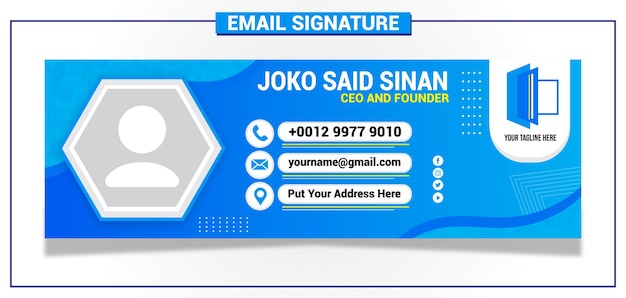 email signature or email footer and personal cover template blue colour