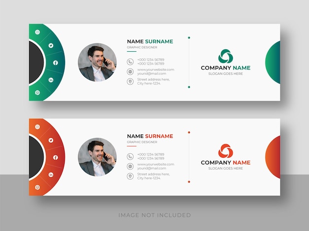 Firma dell'e-mail o piè di pagina dell'e-mail e modello di progettazione della copertina di facebook dei social media personali