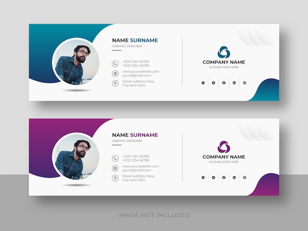 Email signature or email footer and personal social media facebook cover design template