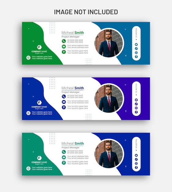 Vector email signature and email footer and social media cover design vector template