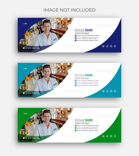 Email signature and email footer and social media cover design vector template