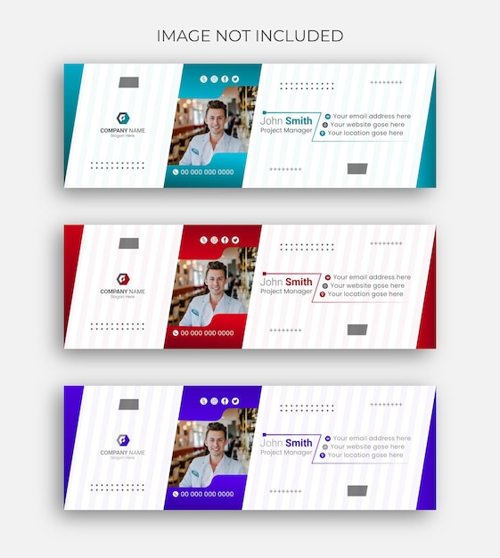 이메일 서명, 이메일 바닥글 및 소셜 미디어 표지 디자인 벡터 템플릿