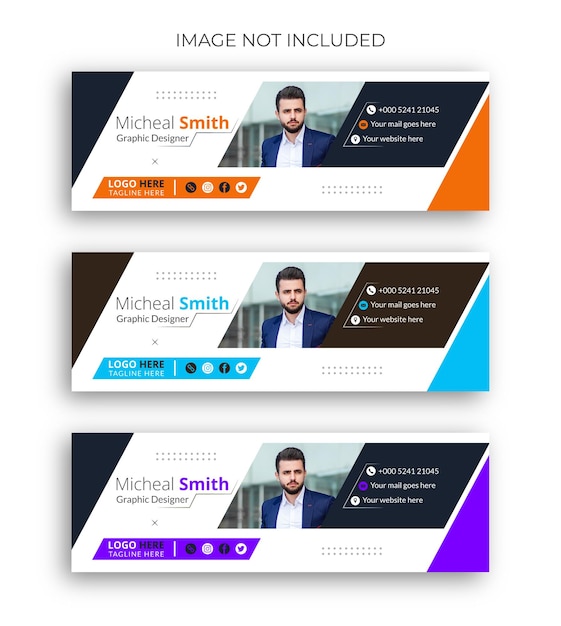 Email signature and email footer and social media cover design vector template