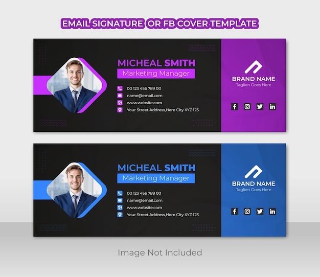 メールの署名とフッターのデザインまたはFacebookのカバーデザインテンプレート