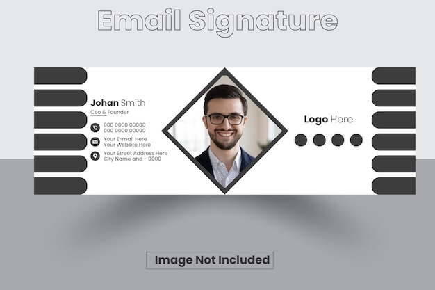 A email signature is shown on a screen.