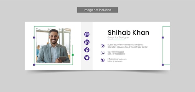이메일 서명 또는 이메일 바닥글 또는 개인 소셜 미디어 표지 디자인 서식 파일 Premium Vector