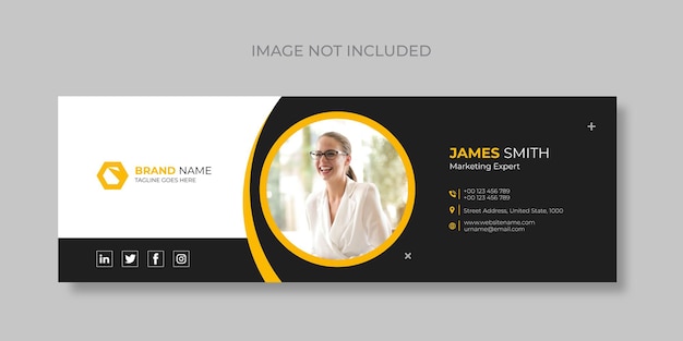 La firma e-mail e i modelli di piè di pagina e-mail personali sui social media coprono il design premium