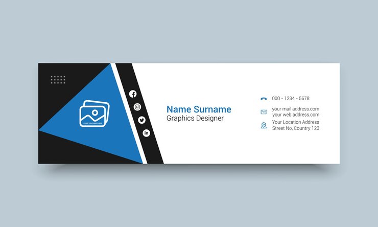 Vector email signature personal and social web banner template