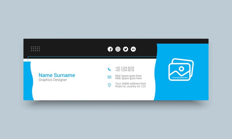 Vector email signature personal and social web banner template