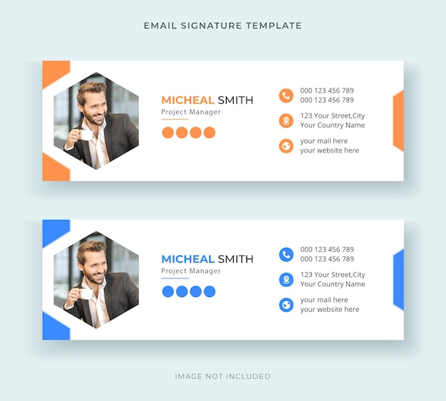 Email signature set and web banner template or personal social cover banner