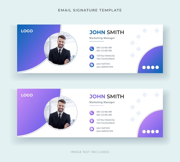 Email signature set and web banner template or personal social cover banner