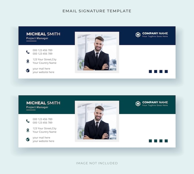 Vector email signature set and web banner template or personal social cover banner