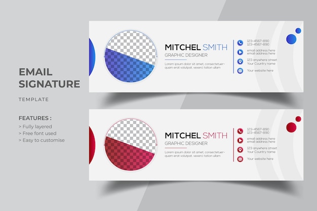 Email signature template design or email footer or cover with minimal layout