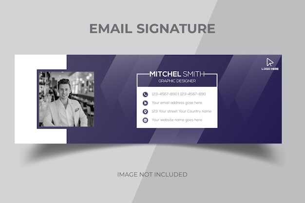 Vector email signature template design or email footer or cover with minimal layout