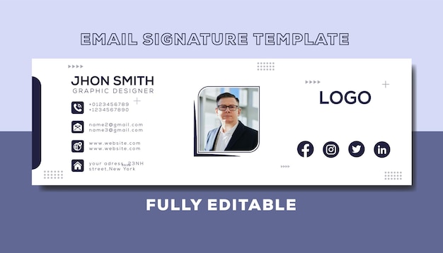 Email signature template design or email footer and personal Facebook cover Premium Vector