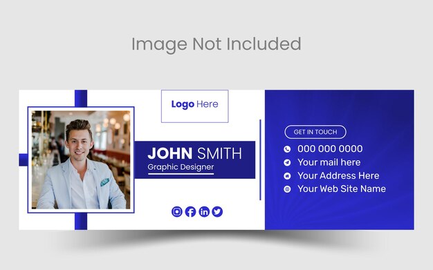 Email signature template design or email footer and personal social media cover