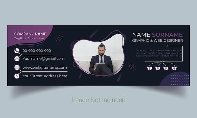 Vector email signature template design or personal social media facebook cover template