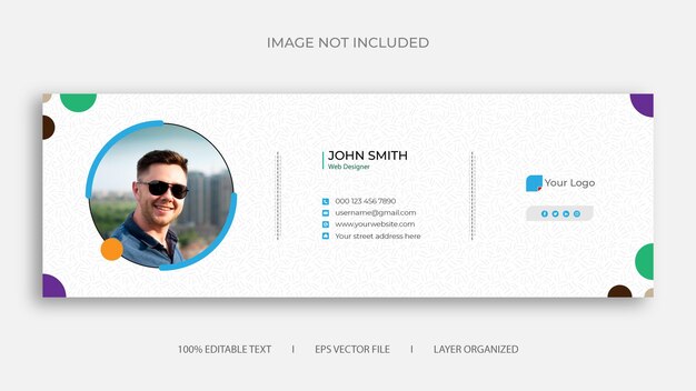Design del modello di firma e-mail e copertina professionale dei social media vettore premium