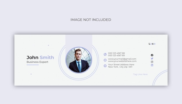 Email signature template or email footer and personal social media banner