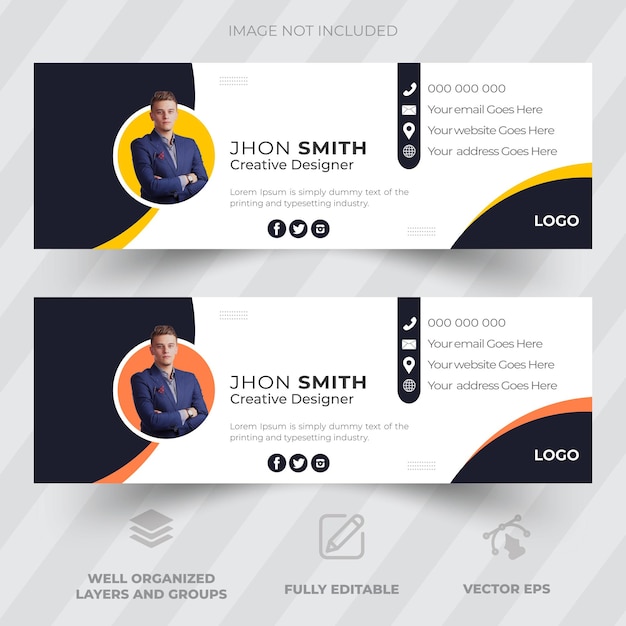 Vector email signature template or email footer and personal social media cover design email signature