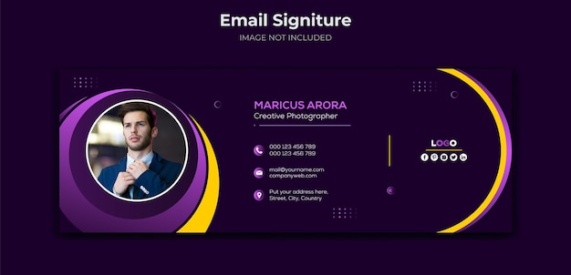 Vettore modello di firma e-mail o piè di pagina e-mail e design di copertina di social media personali premium vector