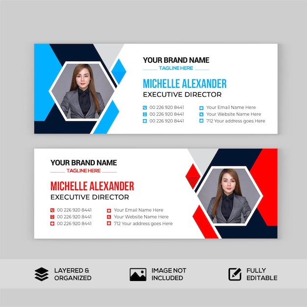 Email signature template or email footer and personal social media cover design Premium Vector