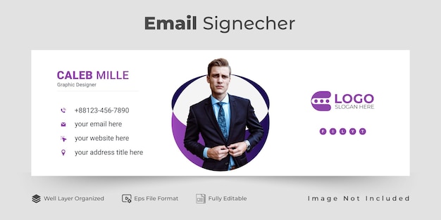 Email signature template or email footer and personal social media cover design template