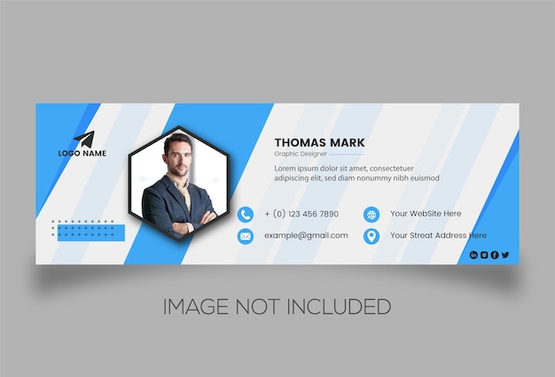 Email signature template or email footer and personal social media cover design template