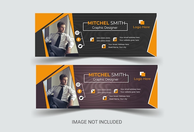 Email signature template or email footer and personal social media cover design