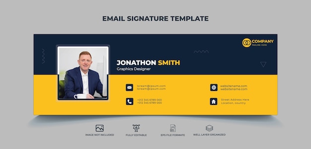 Email signature template or email footer and personal social media cover design