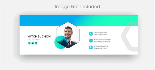 Vettore modello di firma e-mail o piè di pagina e-mail e design di copertina per social media personale