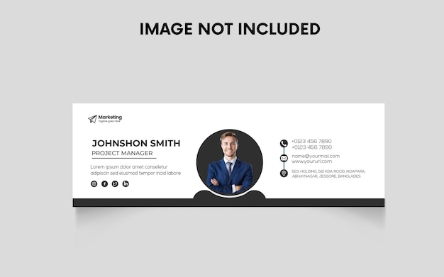 Email signature template or email footer and personal social media cover design