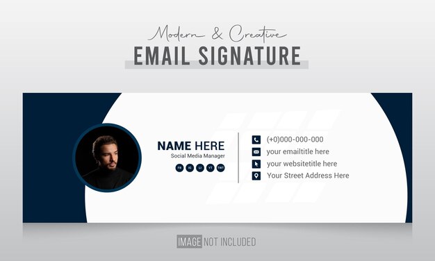 Email signature template or email footer and personal social media cover design