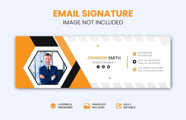 Email signature template or email footer and personal social media cover design