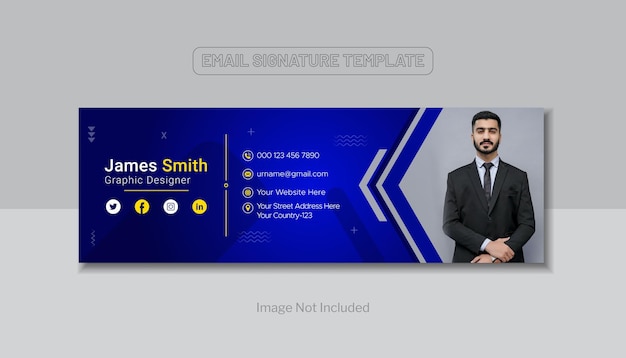 Vettore modello di firma e-mail o piè di pagina e-mail e design di copertina per social media personale