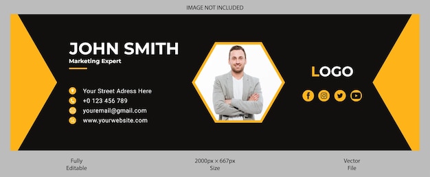 Vector email signature template or email footer and personal social media cover design