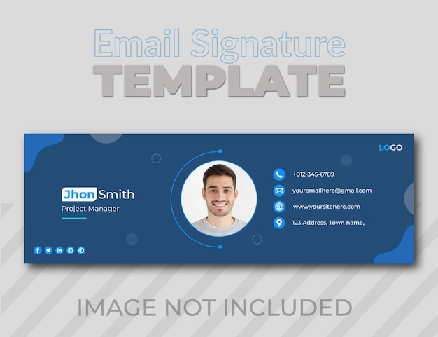 Email signature template or email footer and personal social media cover post