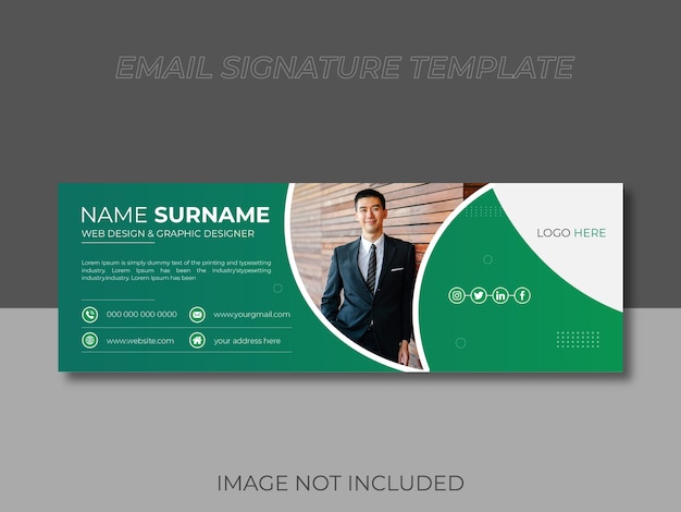 Email signature template or email footer and personal social media cover template design background